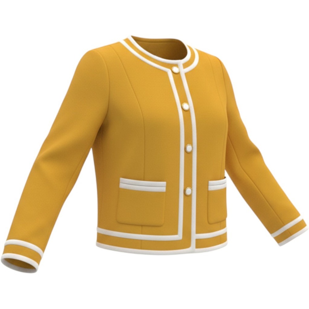J.Crew Womens Mustard Yellow Wool Blend Lady Jacket White Trim Gold Buttons 8
